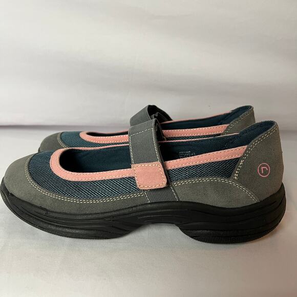 New Rockport Mary Jane Walkers Womens Size 8.5 Gray-Blue-Pink Leather & Fabric - Picture 4 of 8
